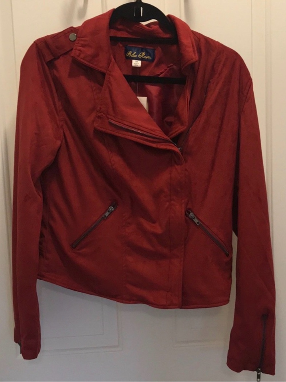 Rust-Red Asymmetrical Zip Jacket